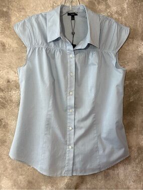 Talbots Pale Blue Cap Sleeve Button-Down Blouse (Love 20)